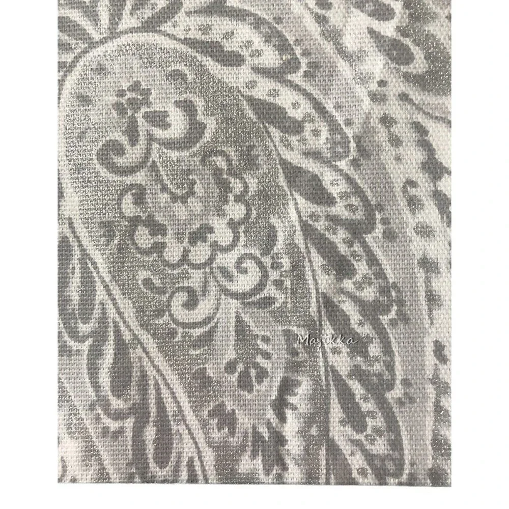 Cynthia Rowley Christmas Paisley Fabric Napkins Set of 4 Holiday Gray Silver